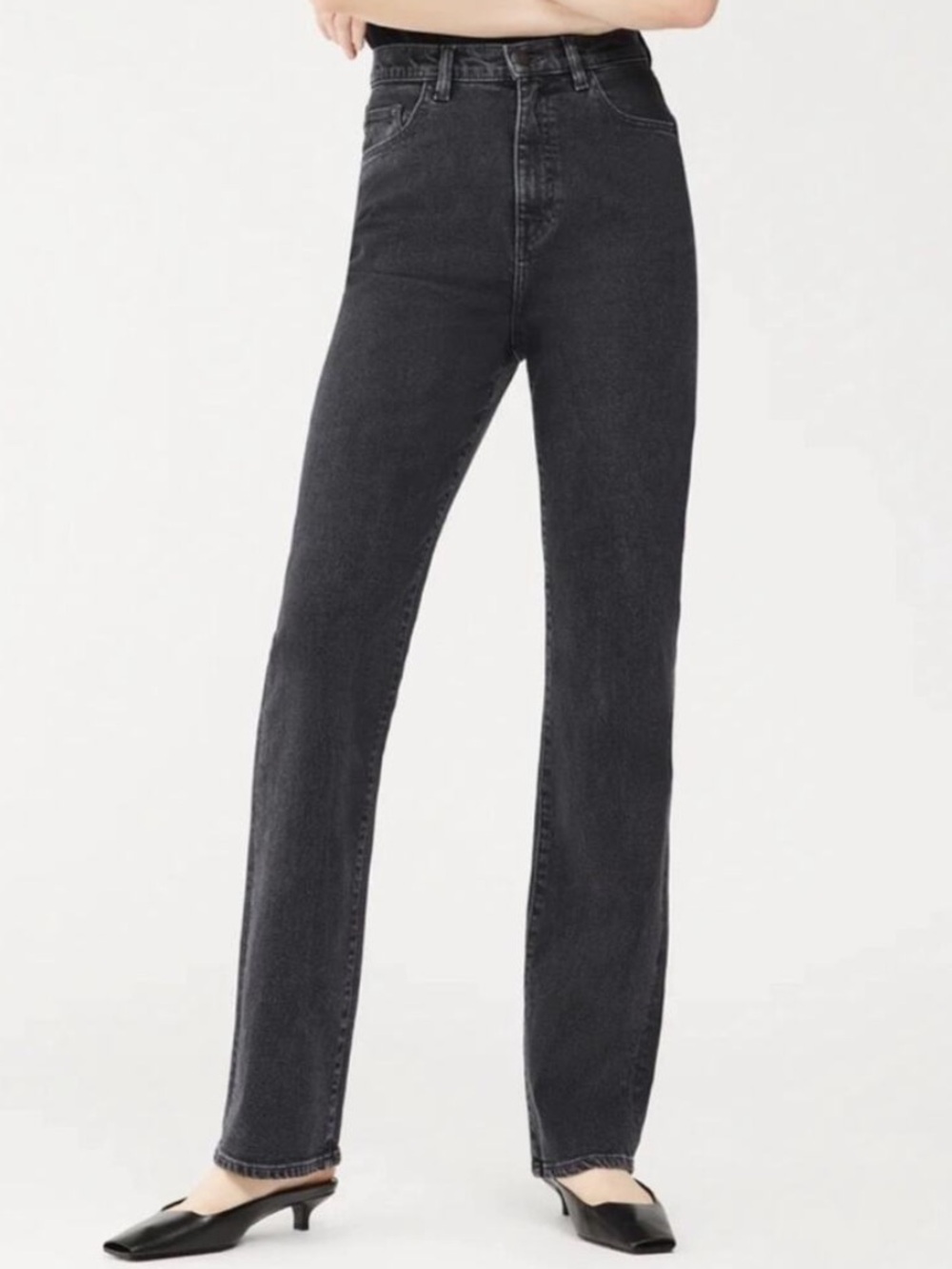DL1961 Women 25 Washed Black Denim High Rise Ella Straight Leg Jeans NWOT